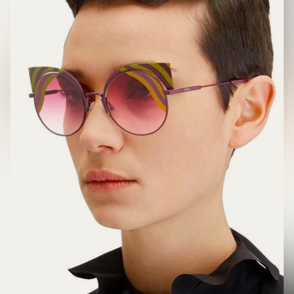 💯 - New Authentic Fendi FF 0215/s 00l9- X4 Burgundy Cat Eye Sunglasses - Picture 8 of 17